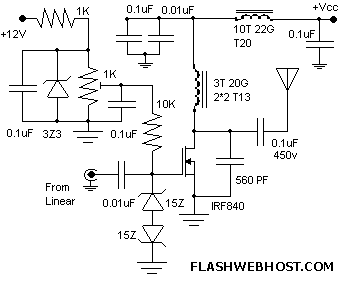 RF Power Amplifier using IRF840 used in 7MHz SSB Transceiver.